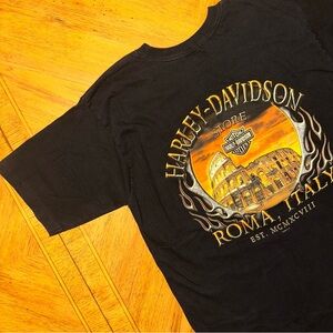 Harley Davidson Motorcycles T-shirt Men’s Size Large Black Roma Italy Store